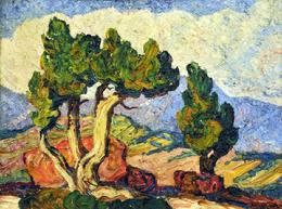 Birger Sandzen [1871-1954] "Colorado Cedars" 18 x 24 inches, oil on canvas!